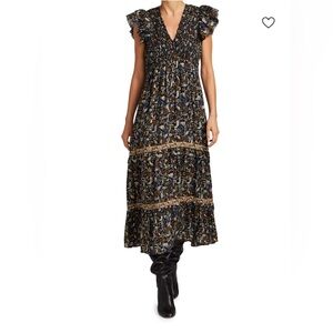 SEA Walker Flutter-Sleeve Floral Maxi Dress Size 8 NWT